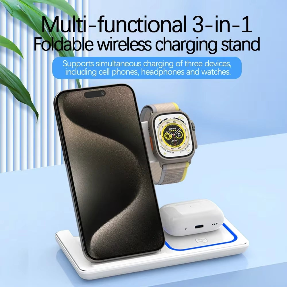 High-Speed Wireless Charging Station 3In 1 for Iphone16/15/14/13/12/11,Iwatch10/9/8/7,Airpods2/3/Pro-Multiple Devices-For Home