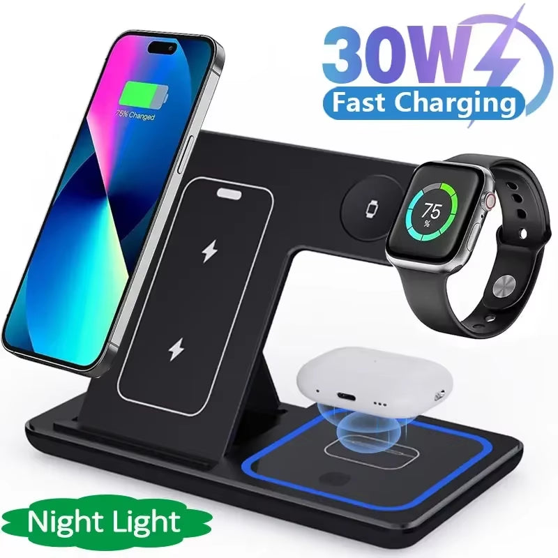 High-Speed Wireless Charging Station 3In 1 for Iphone16/15/14/13/12/11,Iwatch10/9/8/7,Airpods2/3/Pro-Multiple Devices-For Home